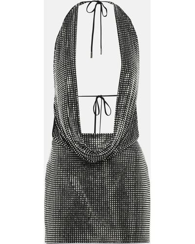 David Koma Cowl-neck Crystal-embellished Minidress - Black
