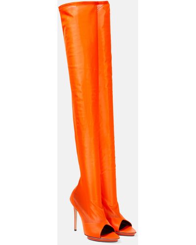 Victoria Beckham Leather-trimmed Over-the-knee Boots - Red