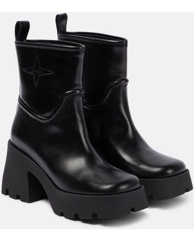 NODALETO Bulla Rainy Leather Ankle Boots - Black