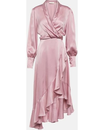 Zimmermann Silk Wrap Dress - Pink