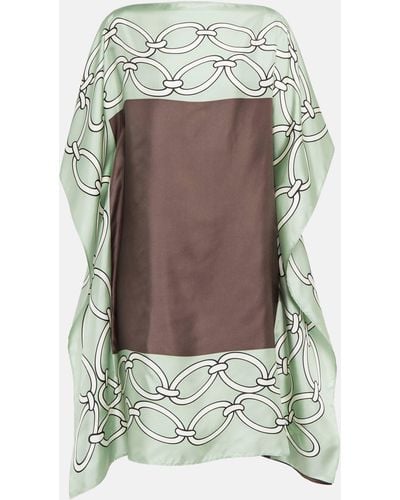 Valentino Chain-print Silk Kaftan Dress - Green