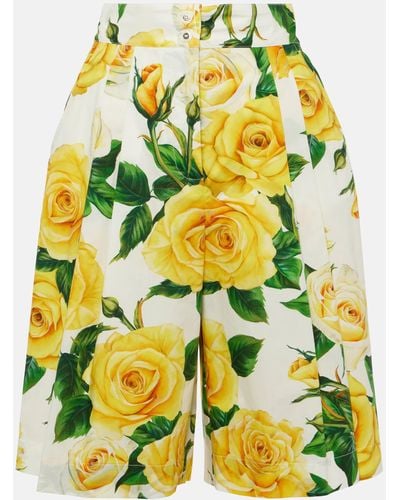 Dolce & Gabbana Floral Cotton Bermuda Shorts - Yellow
