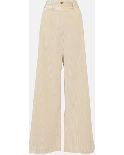 Etro High-rise Cotton Corduroy Wide-leg Pants - Natural