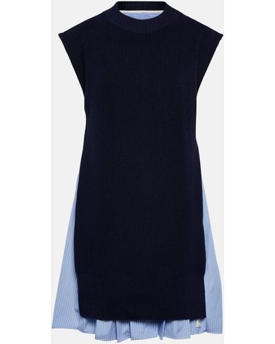Sacai Cotton-blend Shirt Minidress - Blue