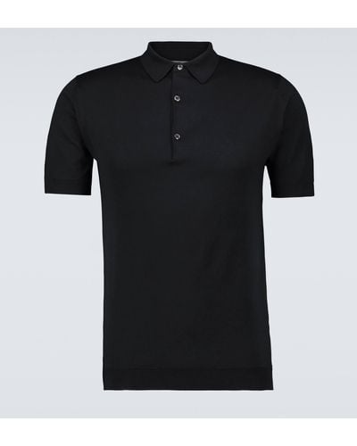 John Smedley Adrian Cotton Polo Shirt - Black