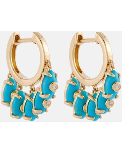 Sydney Evan Huggie 14kt Gold And Diamond Earrings - Blue
