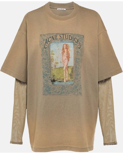 Acne Studios Layered Printed Cotton Jersey T-shirt - Brown