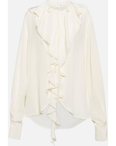Victoria Beckham Ruffled Silk Blouse - White