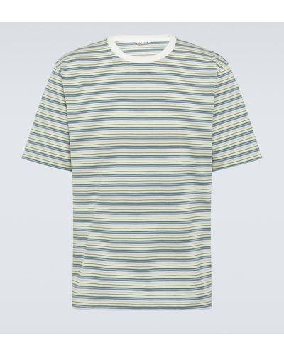 AURALEE Striped Cotton Gauze T-shirt - Green