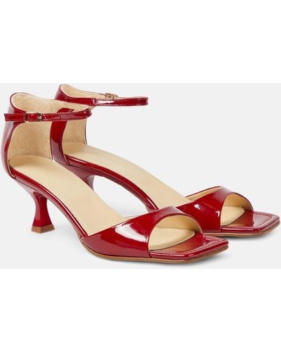 Souliers Martinez Kika Patent Leather Sandals - Red