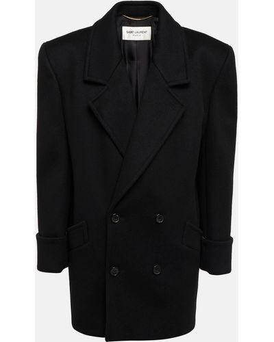 Saint Laurent Double-breasted Wool-felt Coat - Black