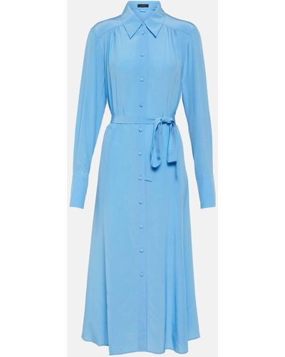 JOSEPH Diane Silk Crepe De Chine Shirt Dress - Blue