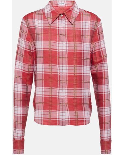 Loewe Checked Cotton And Silk Shirt - Red