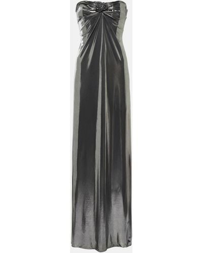 Magda Butrym Ruched Metallic Jersey Gown - Grey