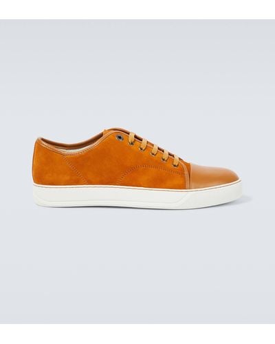 Lanvin Dbb1 Suede And Leather Sneakers - Orange