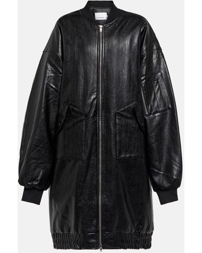 Frankie Shop Oversized Faux Leather Bomber Jacket - Black