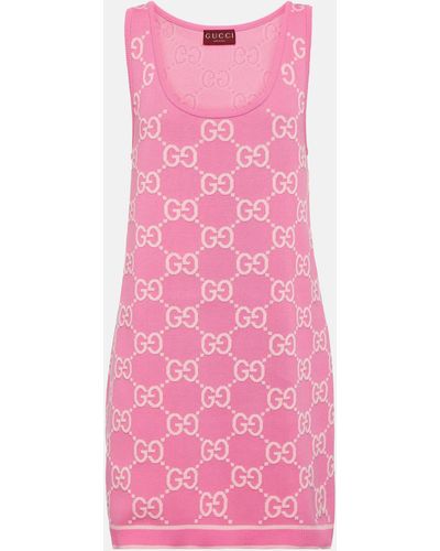 Gucci GG Cotton Jacquard Minidress - Pink