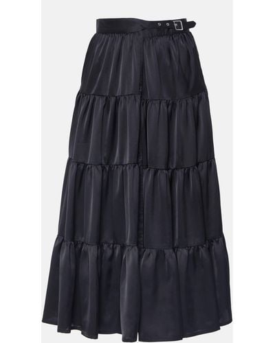 Noir Kei Ninomiya Pleated Satin Wrap Skirt - Blue