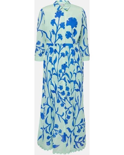 Juliet Dunn Printed Cotton Maxi Dress - Blue