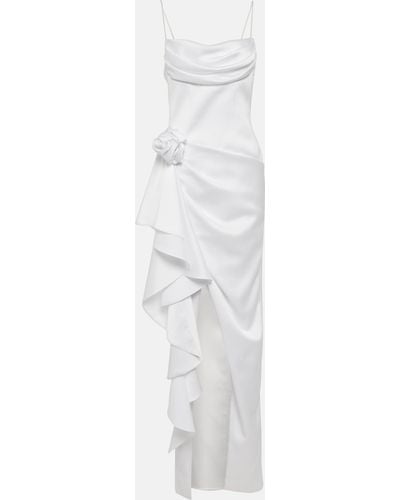 Rasario Floral-applique Satin Gown - White
