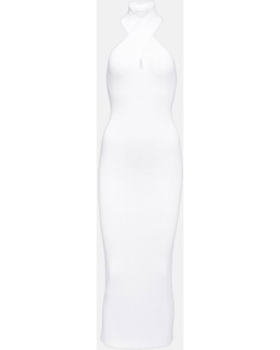 Alaïa Halterneck Bodycon Midi Dress - White