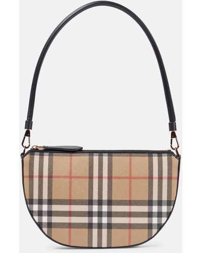 Burberry Olympia Pouch Checked Shoulder Bag - Metallic