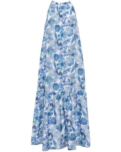 Heidi Klein Printed Cotton And Silk Maxi Dress - Blue