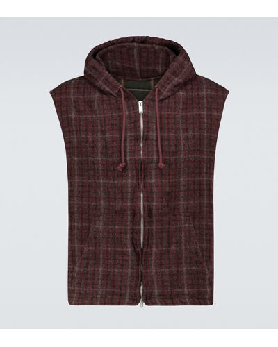 Undercover Checked Wool Gilet With Hood - Multicolour