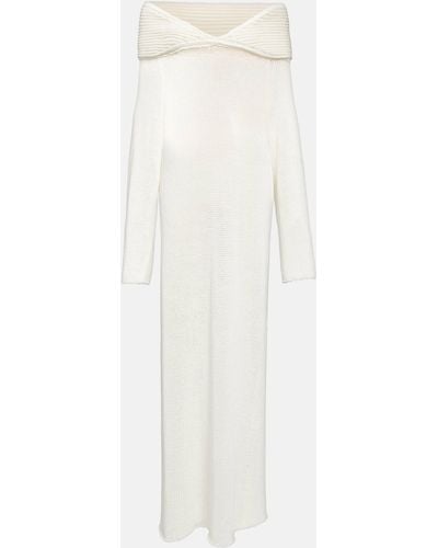 Khaite Cyra Knitted Cotton-blend Maxi Dress - White
