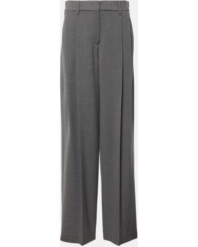 Brunello Cucinelli Wool Wide-leg Pants - Grey