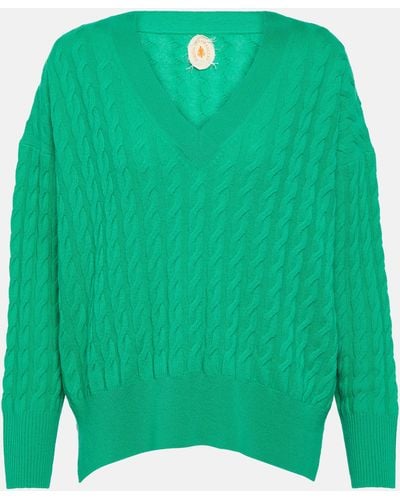Jardin Des Orangers Cable-knit Wool And Cashmere Sweater - Green