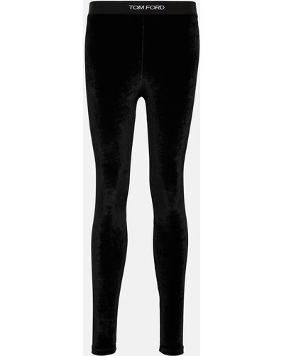 Tom Ford Logo Velvet leggings - Black