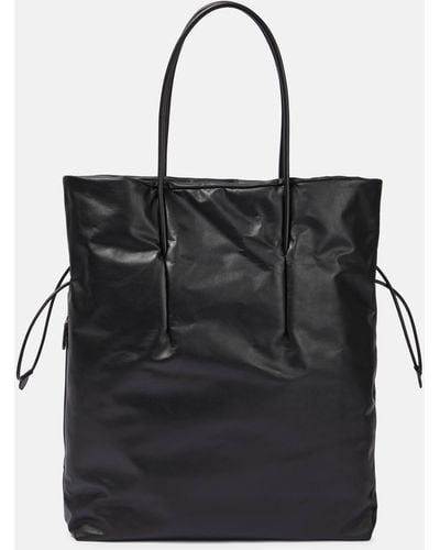 The Row Polly Leather Tote Bag - Black