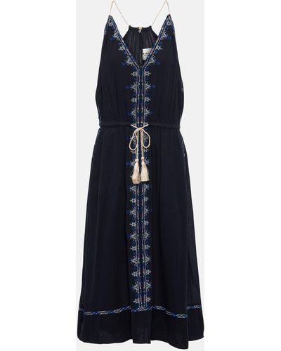 Isabel Marant Siana Halterneck Cotton Midi Dress - Blue