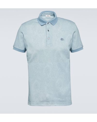Etro Paisley Cotton Polo Shirt - Blue