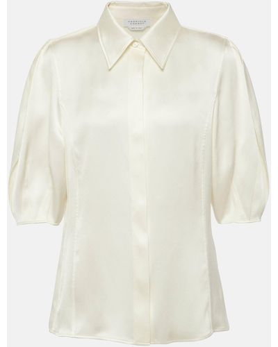 Gabriela Hearst Sansi Puff-sleeve Silk Satin Blouse - White