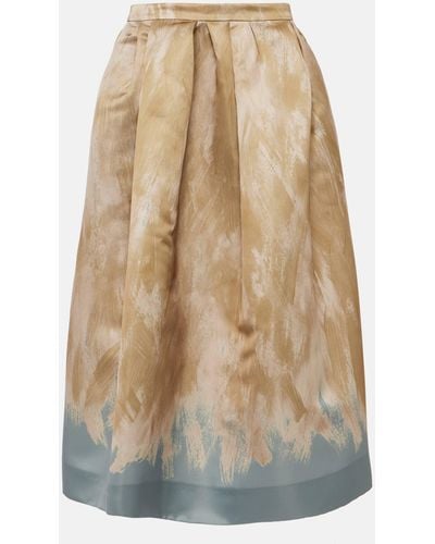 Dries Van Noten Printed High-rise Midi Skirt - Natural
