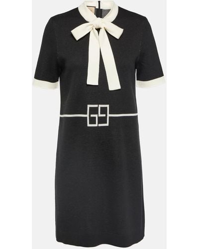 Gucci Wool Jacquard Mini Dress - Black