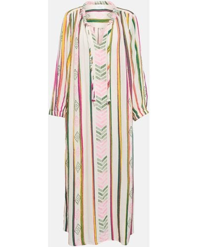 Velvet Jacquard Cotton Midi Dress - Multicolour