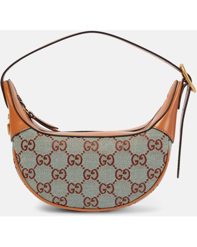 Gucci Ophidia Mini Leather-trimmed Shoulder Bag - Metallic