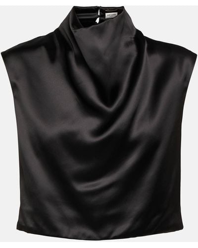 Saint Laurent Sleeveless Silk Top - Black
