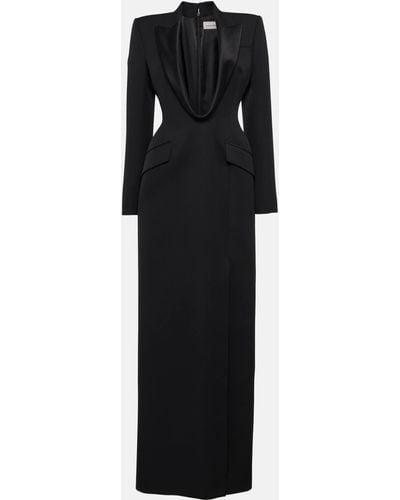 Alexander McQueen Wool Tuxedo Gown - Black