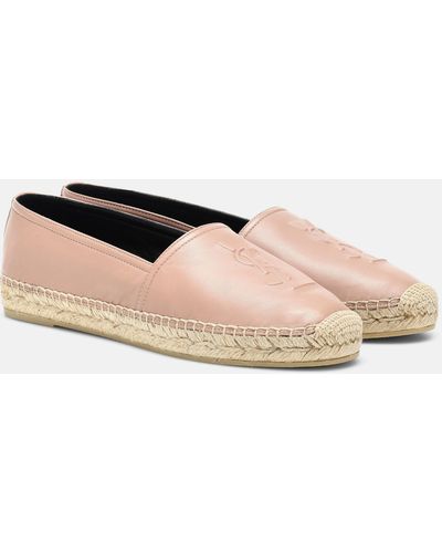 Saint Laurent Logo Leather Espadrille - Pink