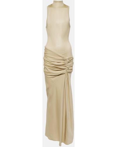 Christopher Esber Fusion Ruched Faille Maxi Dress - Natural