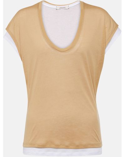 Dorothee Schumacher Layered Cotton-blend Jersey T-shirt - Natural