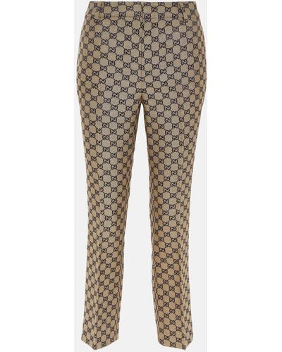 Gucci GG Canvas Linen-blend Straight Pants - Grey