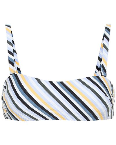 Asceno Striped Wrap Bandeau Bikini Top - Blue