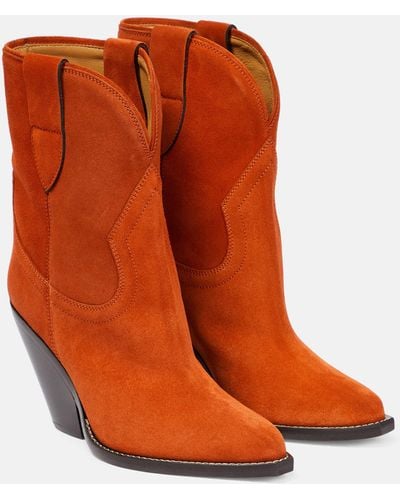 Isabel Marant Leyane Suede Ankle Boots - Orange