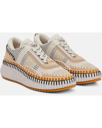 Chloé Chloe Nama Panelled Recycled Mesh Sneakers - Natural