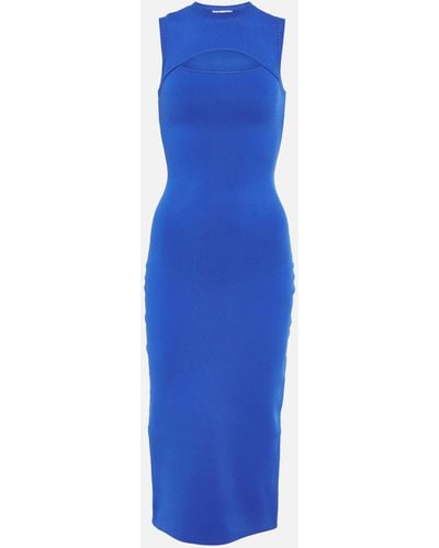 Victoria Beckham Vb Body Cutout Stretch-knit Midi Dress - Blue